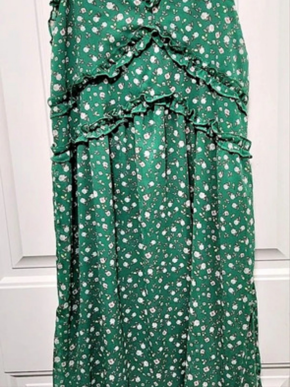 No Boundaries Ruffle Midi Dress Floral Ruffle Dress in Green Size Large NWT
